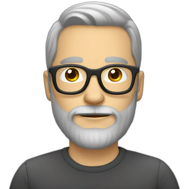 Bearded white man with rounded glasses emoji