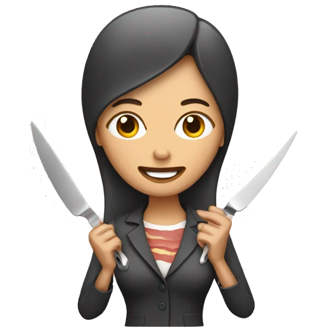 woman with bacon and scissors emoji