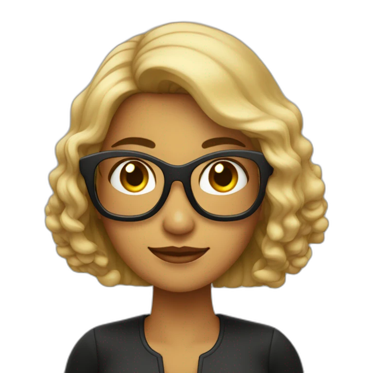 Mujer árabe fea y mayor con gafas y con el pelo largo negro emoji