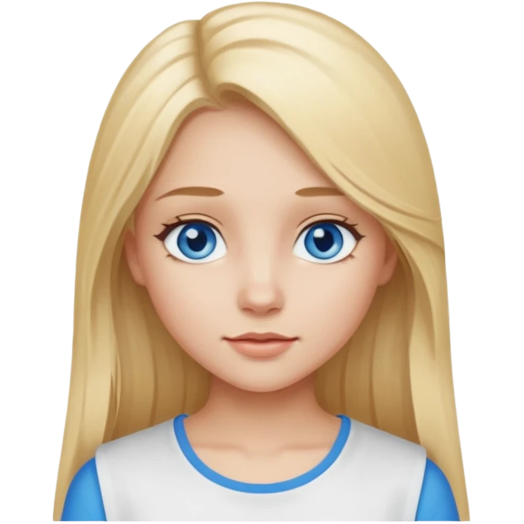 Ragazza capelli biondi lunghi occhi celesti con top emoji