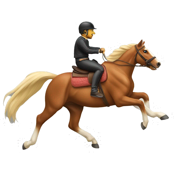 horse in gallop with rider, rider has got fox tail emoji