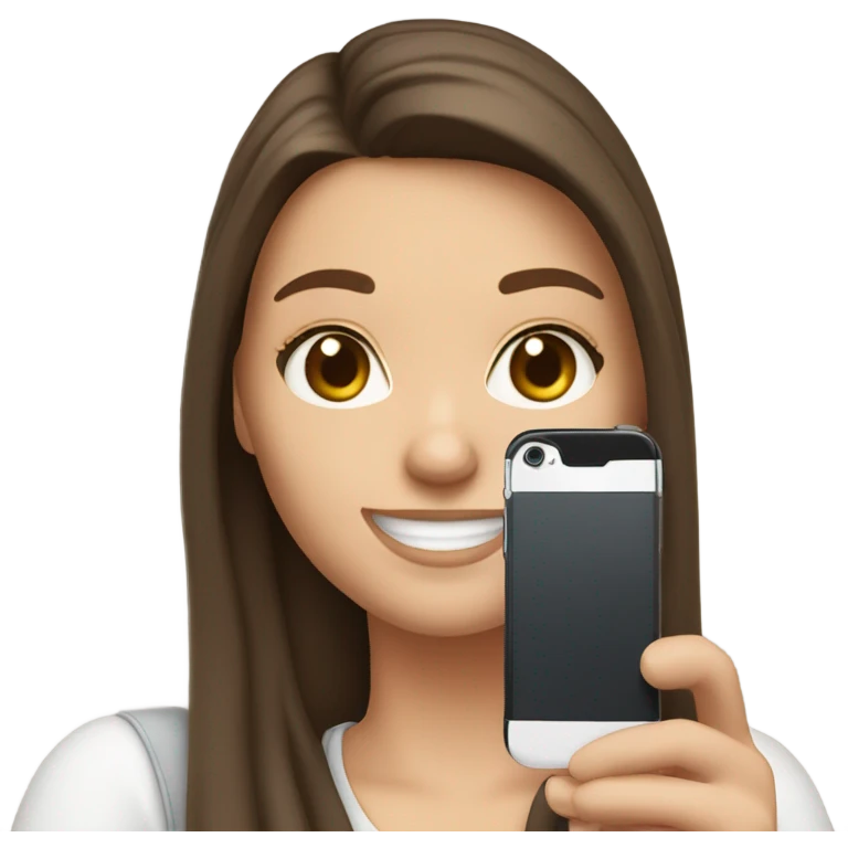 Brunette white Girl taking selfie with her phone emoji