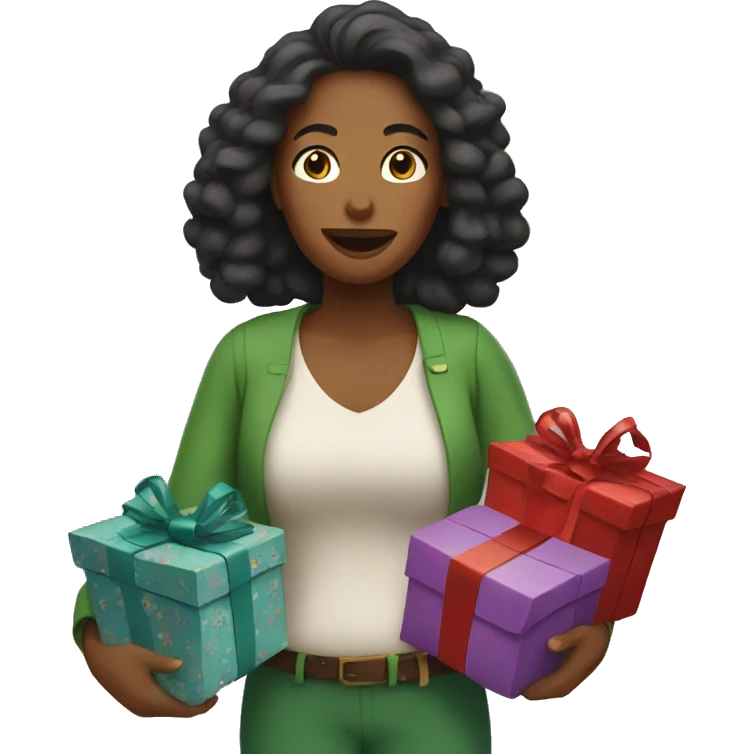 mom with Christmas gifts emoji