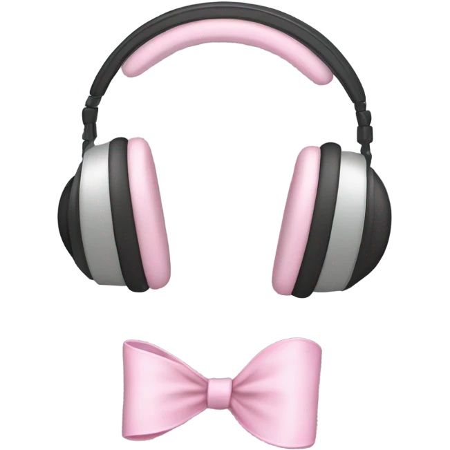 light grey full head headphones with light pink bows on the bit that goes on your ear emoji