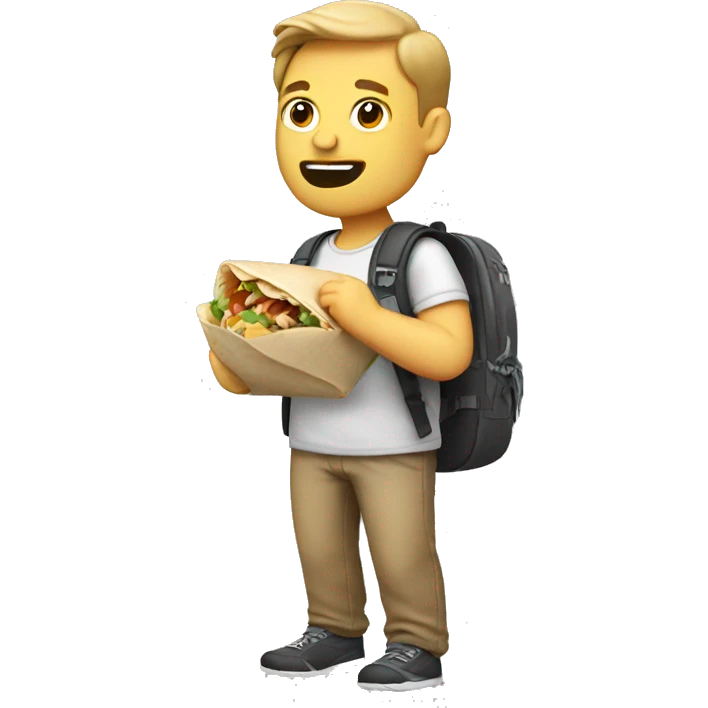 white guy with backpack eating a burrito emoji