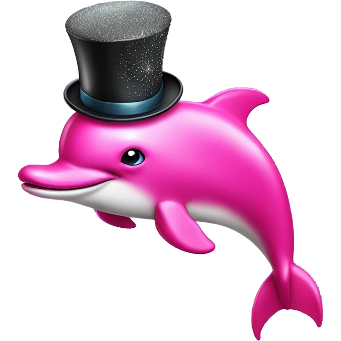 Hot pink dolphin with a top hat and monocle and glitter  emoji