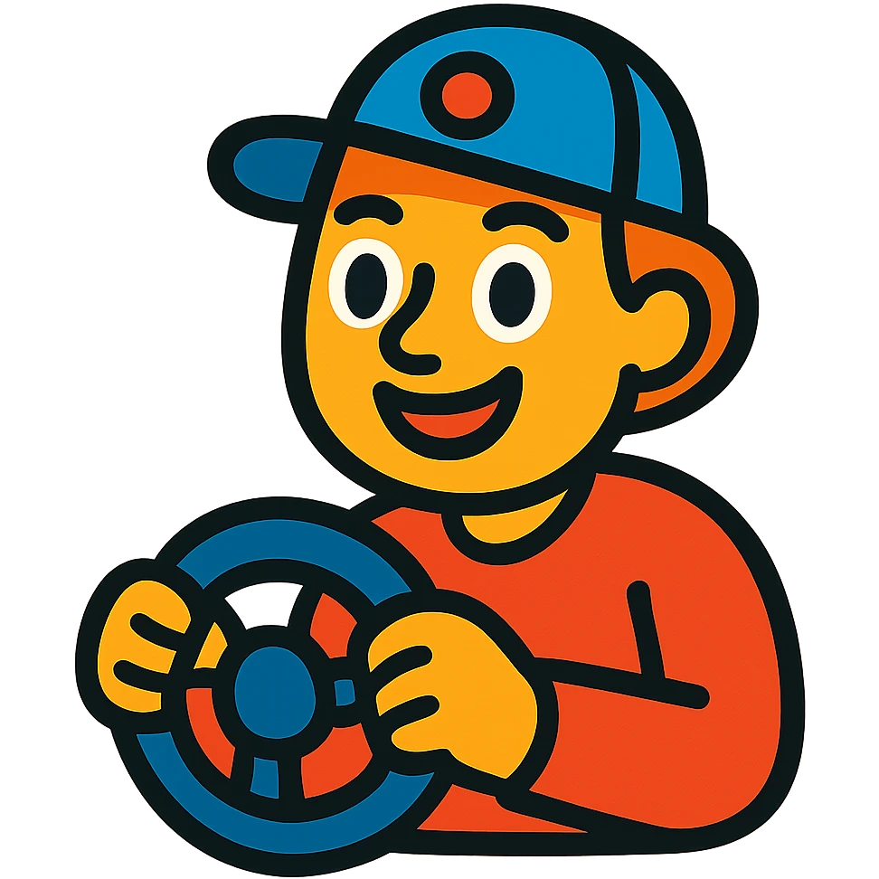 playful driver icon in vibrant toon style emoji
