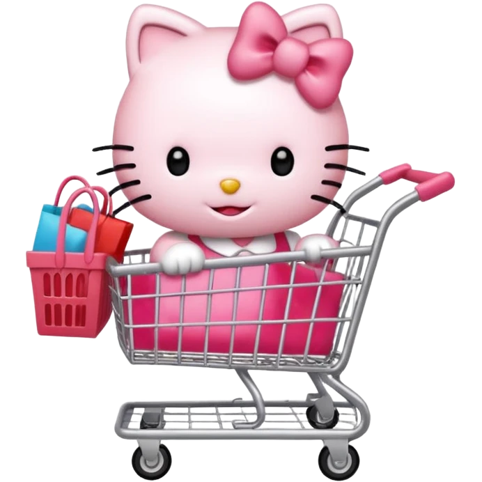 hello kitty pushing a shopping cart emoji