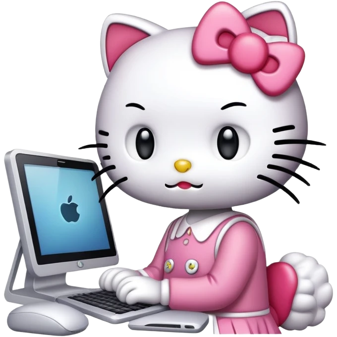 HelloKitty works on a computer emoji