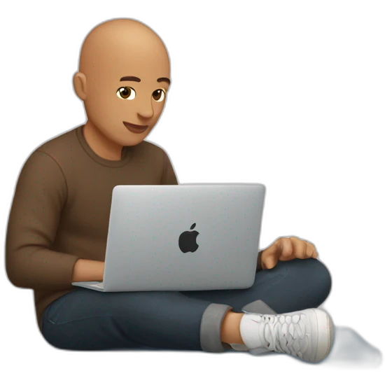 bald-brown-designer-sitting-behind-macbook emoji
