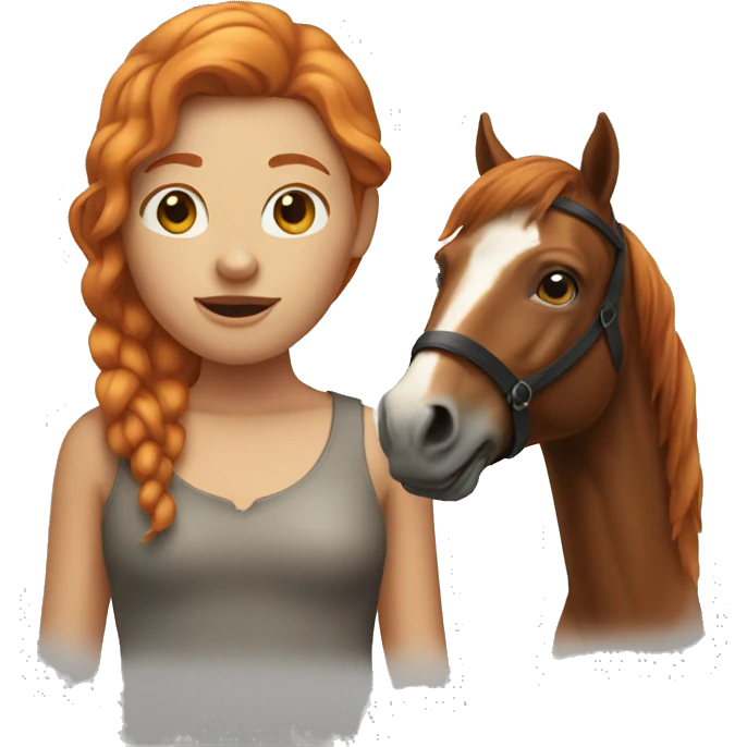 Ginger girl with a horse  emoji