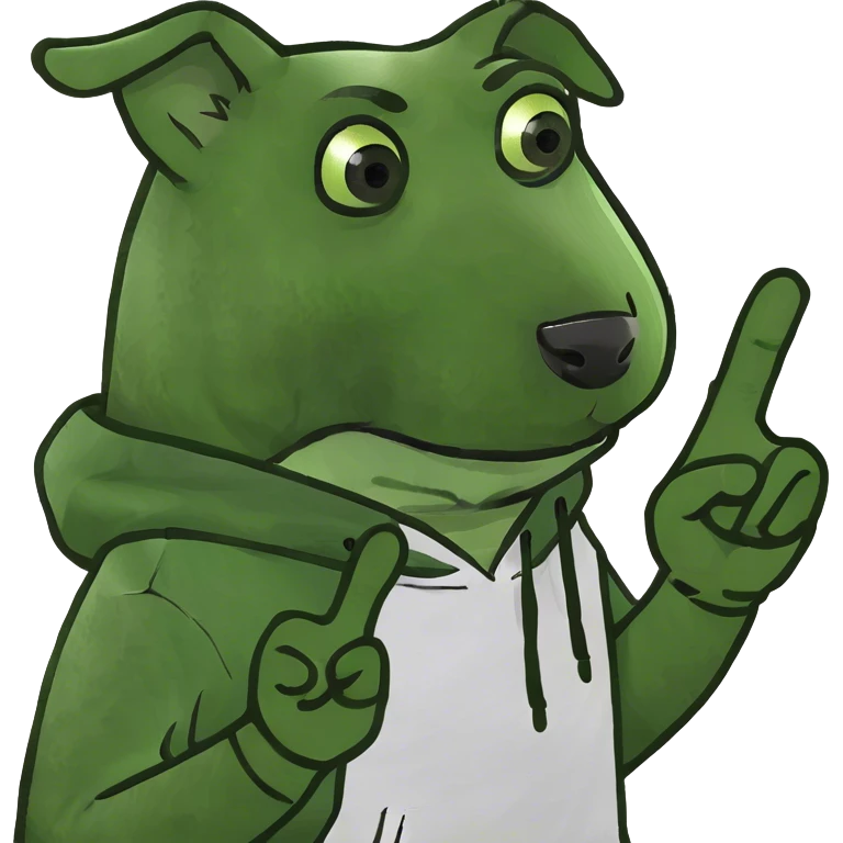 Dog wearing hoodie with fingers signals “L” emoji