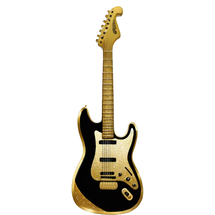 black and gold sparkly electric guitar emoji