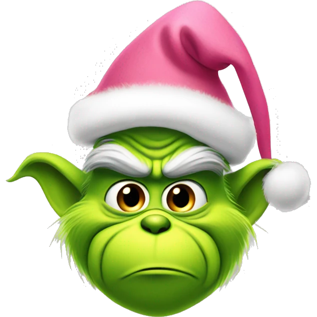 grinch with pink christmas hat emoji