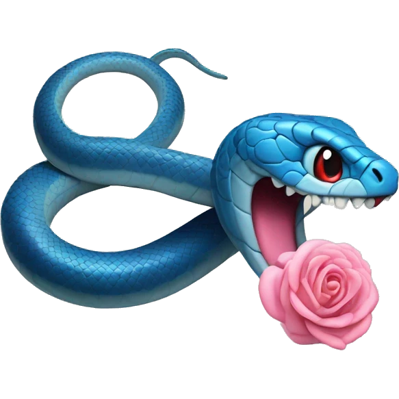 Serpiente y rosa azul emoji