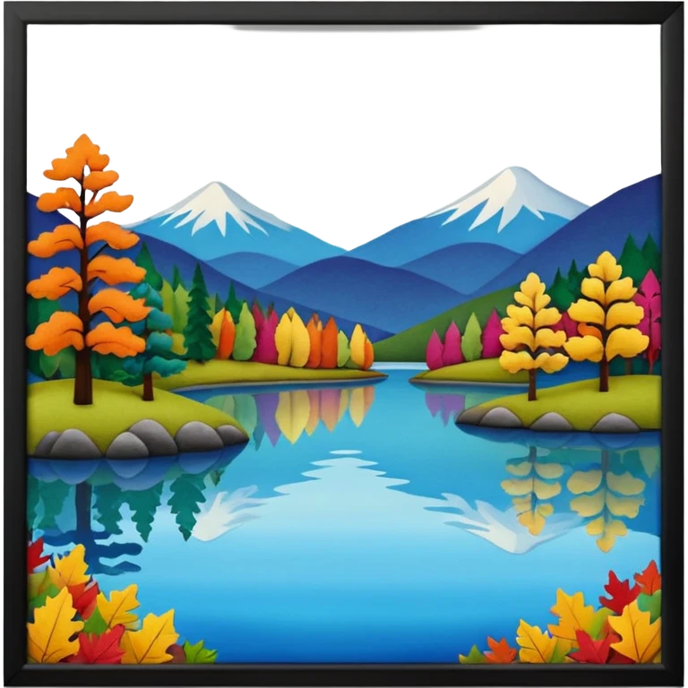Beautiful lake during the fall made of felt, scrapbooking emoji
