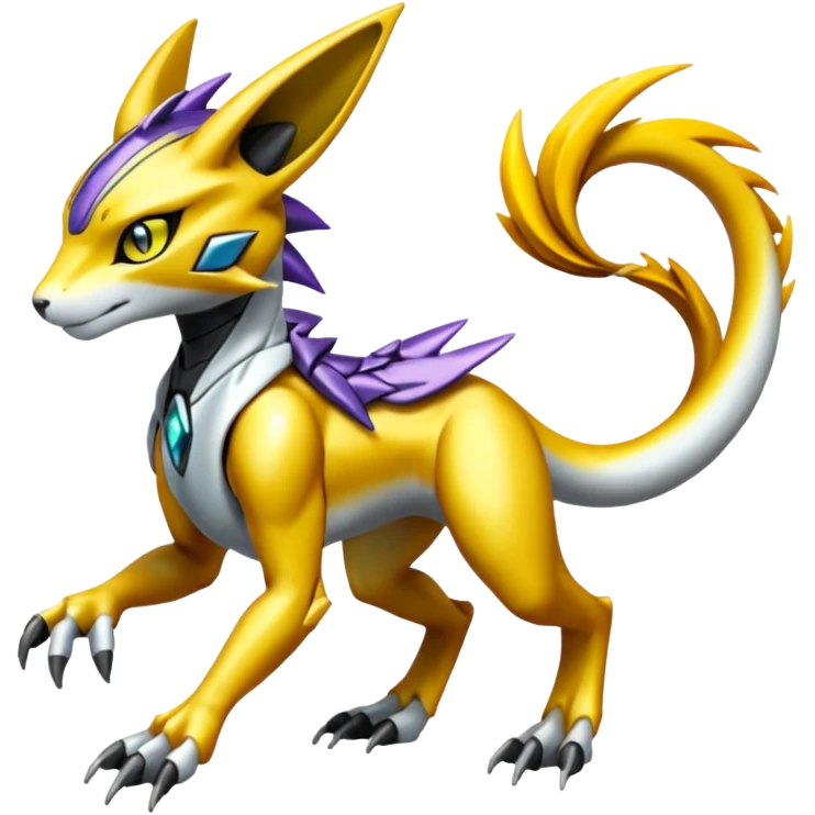 Modern Futuristic Cyber-Meloetta-Greymon-Inteleon-Renamon-Pokémon-Digimon-Fakémon-fusion-hybrid-creature emoji