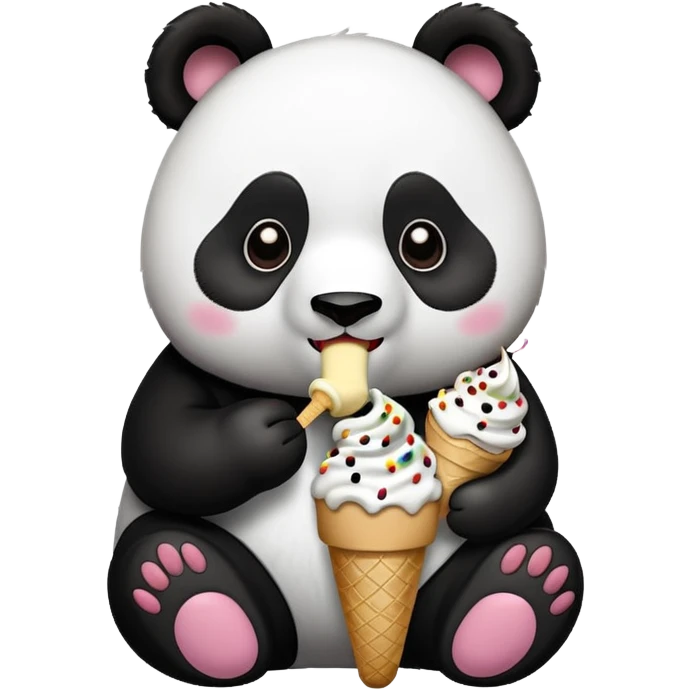 Panda eating ice cream emoji