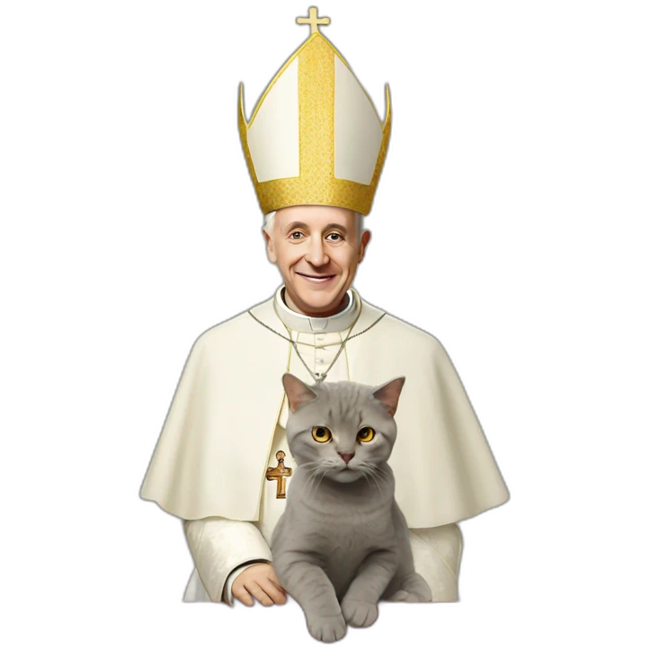 Pope on top of a cat emoji
