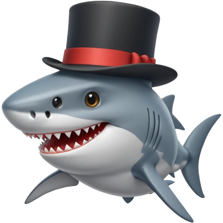 Shark with a top hat emoji