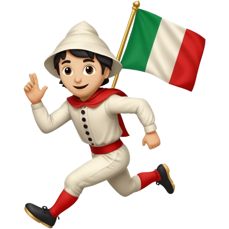 pulcinella con bandiera italiana che corre emoji