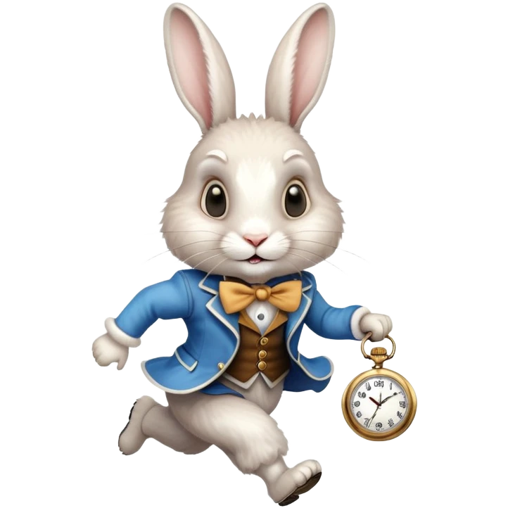 Busy rabbit from Alice in Wonderland with pocket watch running emoji