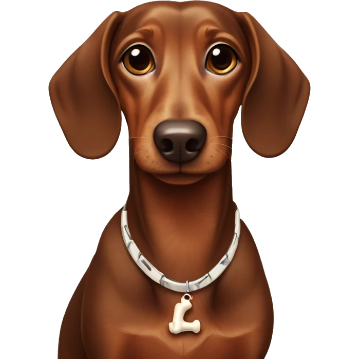Brown Dachshund with Bone Collar that says “Emma” emoji