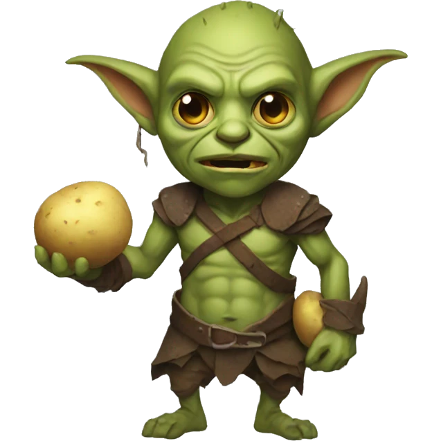 Goblin with head scabs holding potato emoji