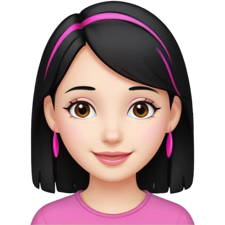 girl with black hair and pink streak by ear emoji