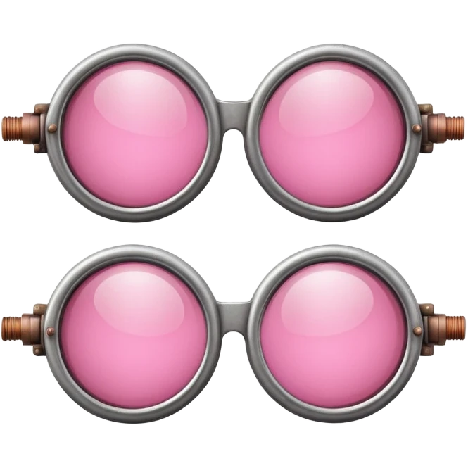 vintage pink welder's glasses, retro style with pink circular lenses, steampunk inspired emoji