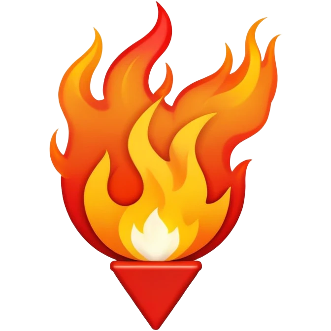 A map location pin marker on fire with flames coming out the top emoji