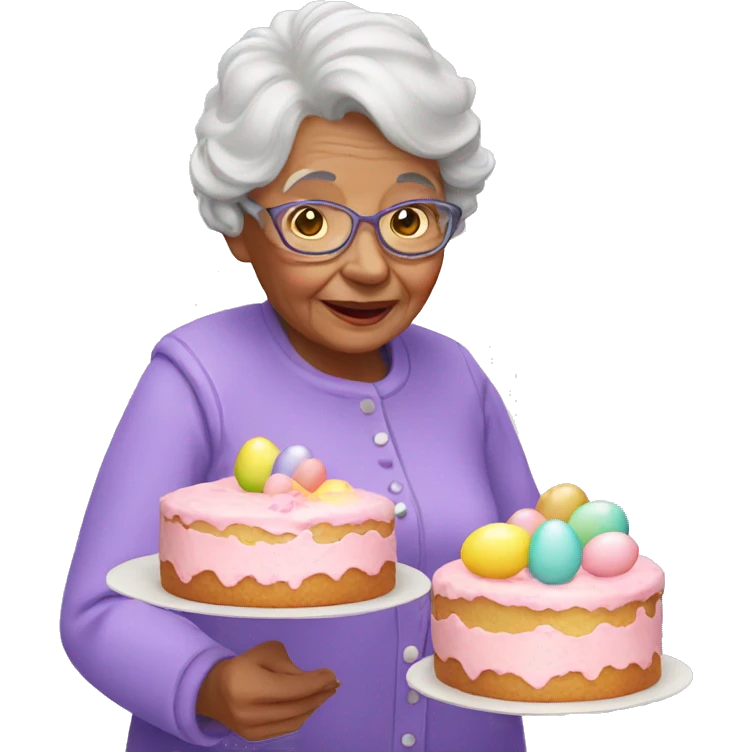 Granny with Easter cake emoji
