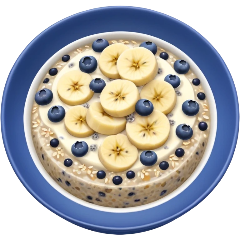 Overnight oats with banana,blueberries, honey, sky, chiaseeds emoji