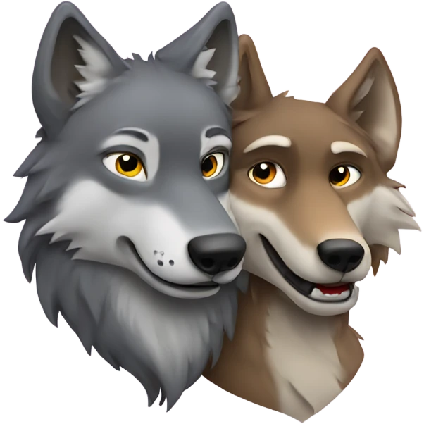 Wolf with another wolf in love emoji