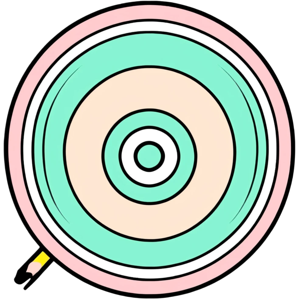 A colorful bullseye target with spring pastel colors emoji
