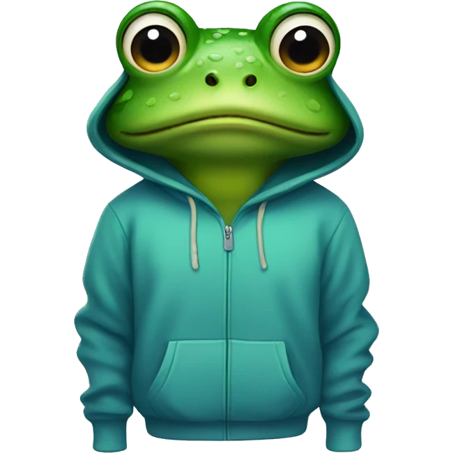 Frog wearing a hoodie emoji