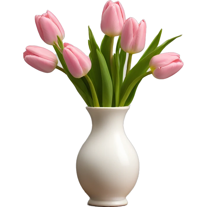 Light pink tulips in white vase emoji