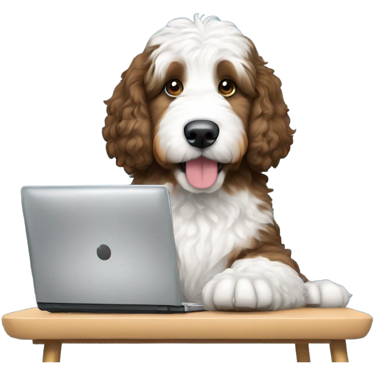 bernedoodle with computer emoji