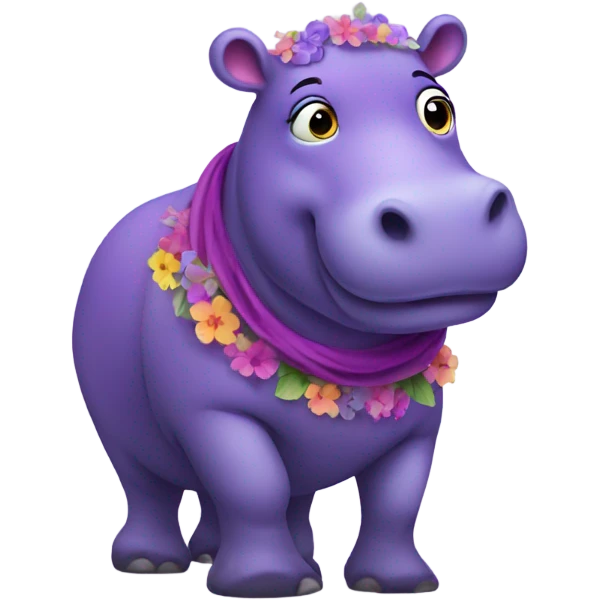 purple hippo in a dress emoji