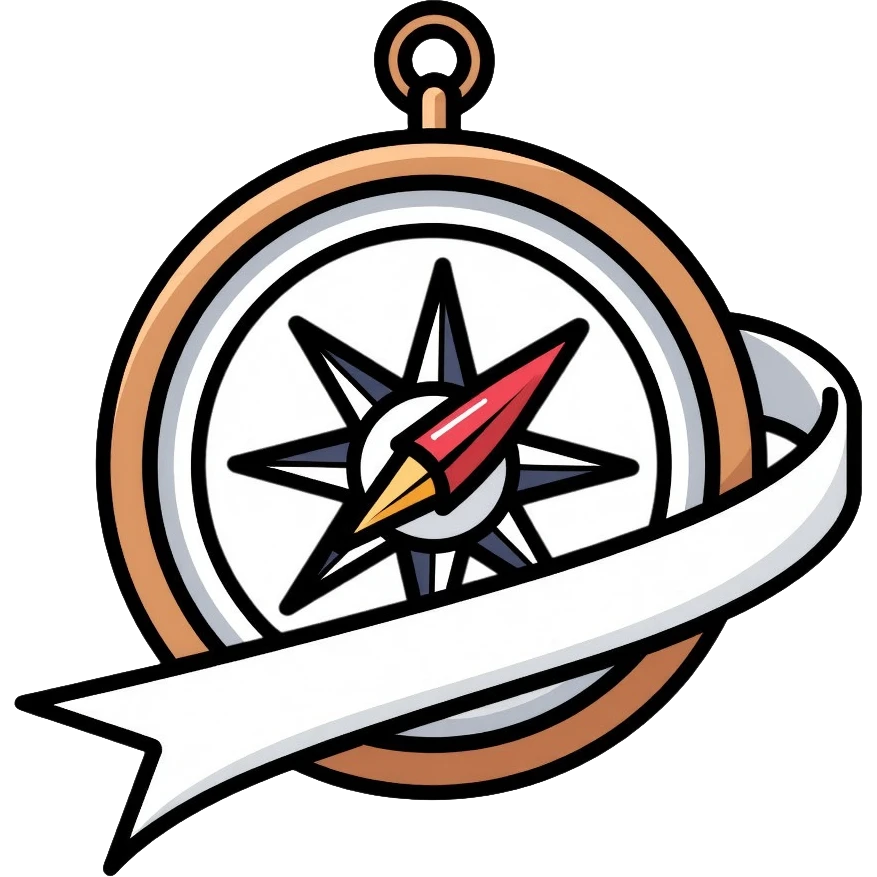 compass with elegant white ribbon wrapped around it emoji