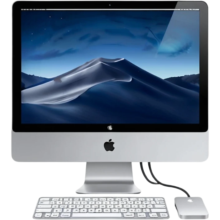 雜亂的工程師桌面，M4 imac，背景透明 emoji