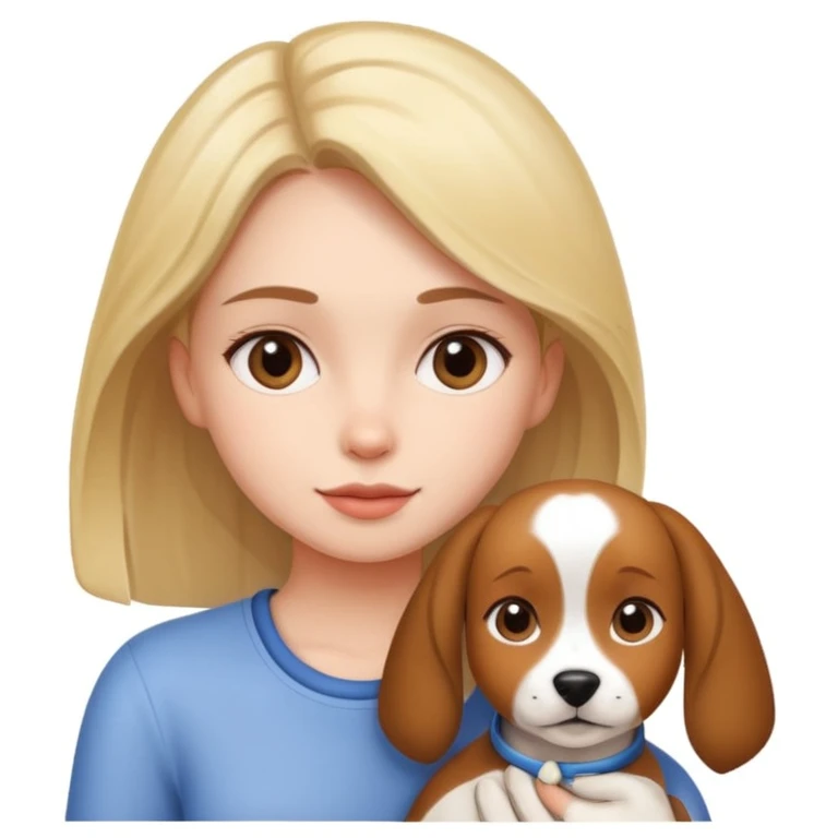 girl and dog posing cute emoji
