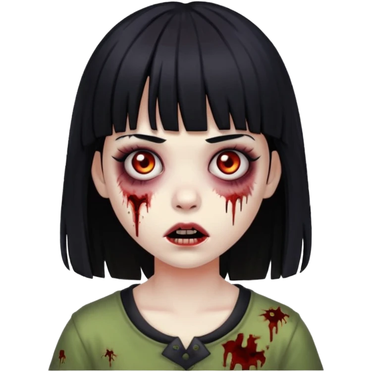 girl zombie with black hair with bangs emoji