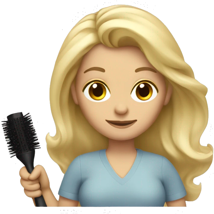 Blonde haired woman with blow dryer and brush in hands  emoji