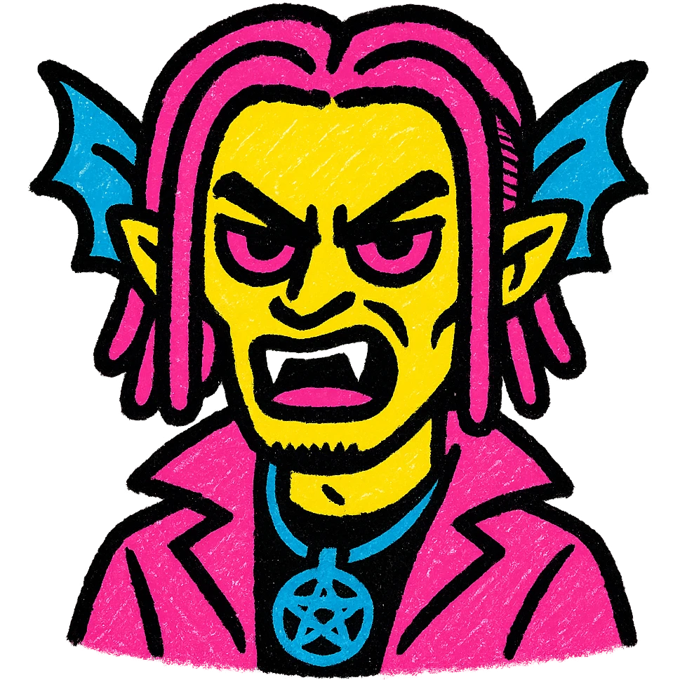 Vamp Carti with a goon face, street art style, edgy and vibrant emoji
