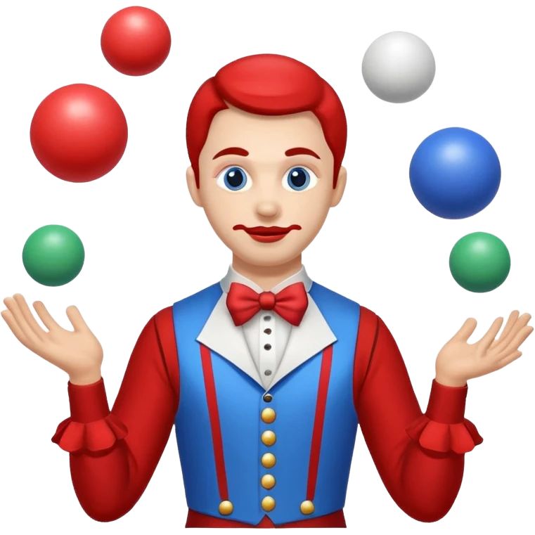 circus juggler juggling balls blue and white and red emoji