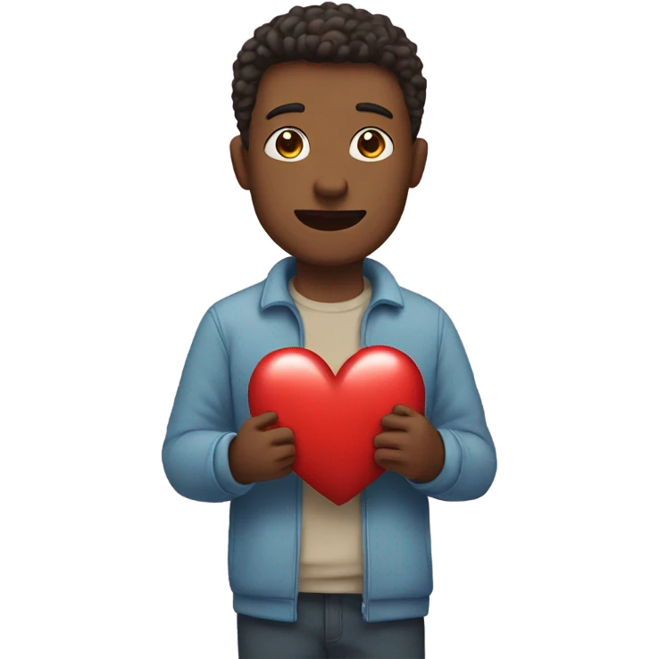 Father holds big heart emoji