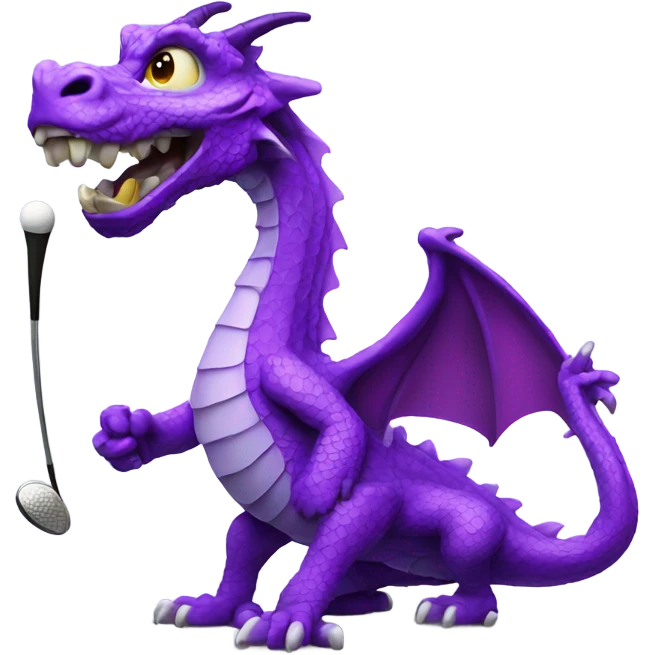 Purple dragon playing golf emoji
