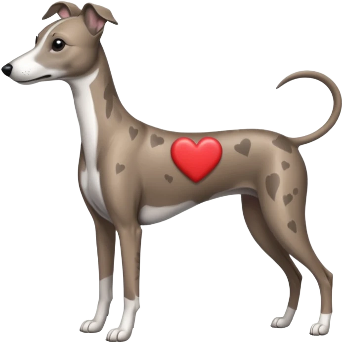 brindle grey whippet hearts emoji