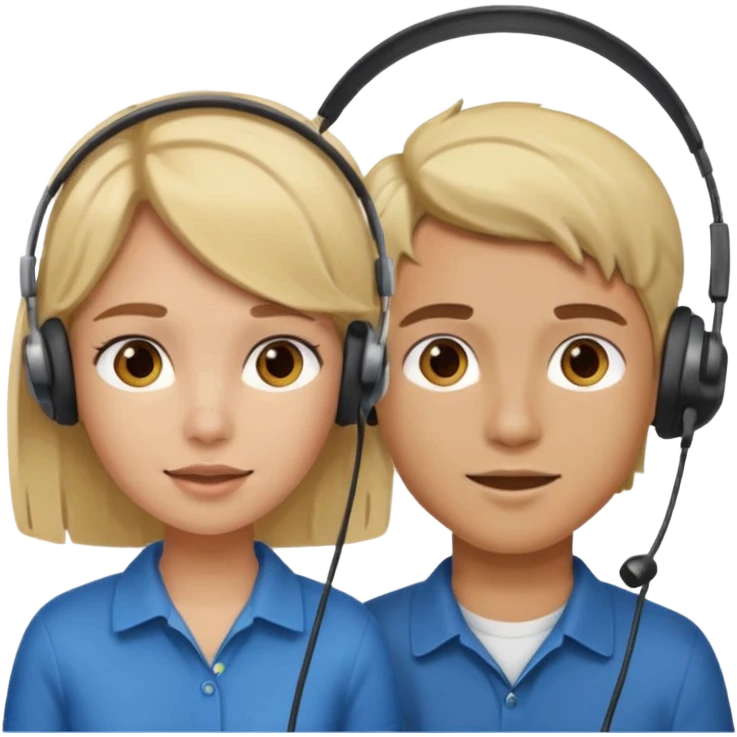 pc gamer very blonde boy and latina girl with brown hair  headsets emoji